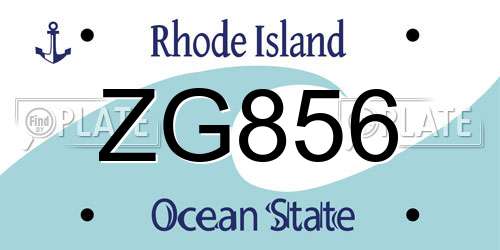 ZG856 Rhode Island License Plate