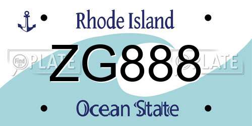 ZG888 Rhode Island License Plate