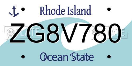 ZG8V780 Rhode Island License Plate