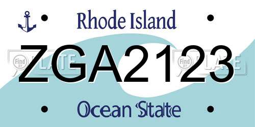 ZGA2123 Rhode Island License Plate