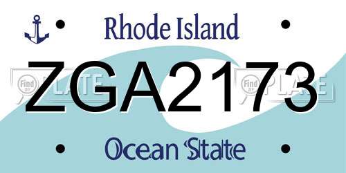 ZGA2173 Rhode Island License Plate