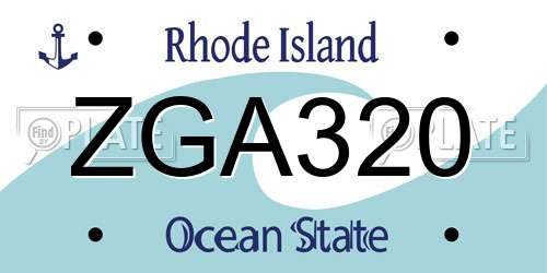 ZGA320 Rhode Island License Plate