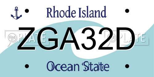 ZGA32D Rhode Island License Plate