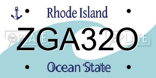 ZGA32O Rhode Island License Plate