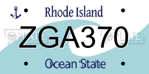 ZGA370 Rhode Island License Plate