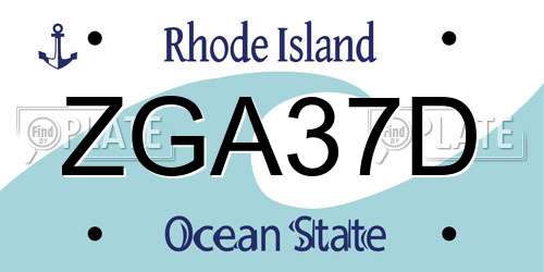 ZGA37D Rhode Island License Plate