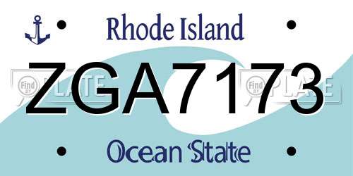 ZGA7173 Rhode Island License Plate