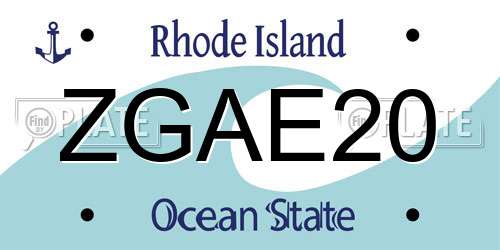 ZGAE20 Rhode Island License Plate