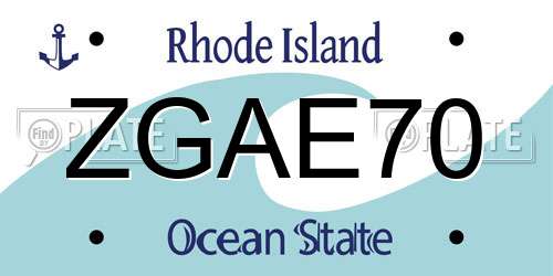 ZGAE70 Rhode Island License Plate