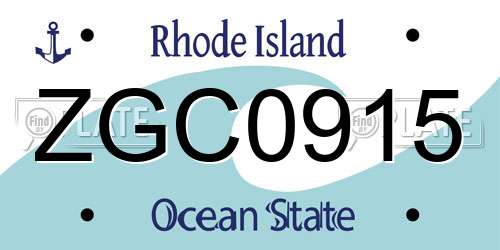 ZGC0915 Rhode Island License Plate