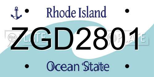 ZGD2801 Rhode Island License Plate