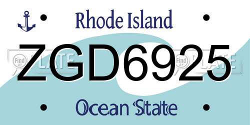 ZGD6925 Rhode Island License Plate