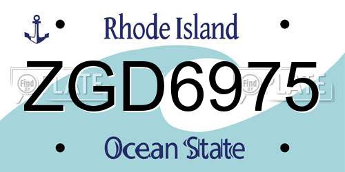 ZGD6975 Rhode Island License Plate