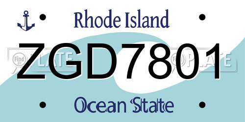 ZGD7801 Rhode Island License Plate
