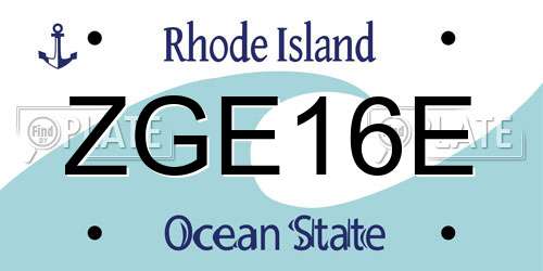 ZGE16E Rhode Island License Plate