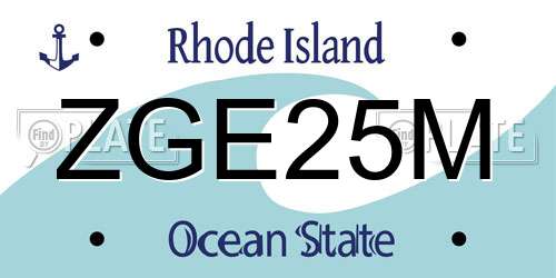 ZGE25M Rhode Island License Plate