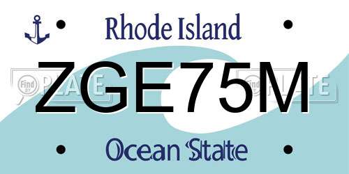 ZGE75M Rhode Island License Plate