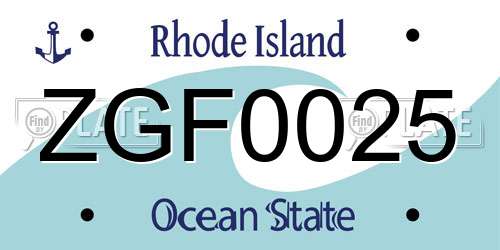 ZGF0025 Rhode Island License Plate