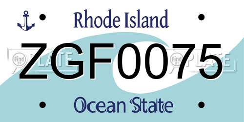 ZGF0075 Rhode Island License Plate