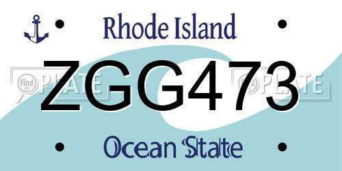 ZGG473 Rhode Island License Plate