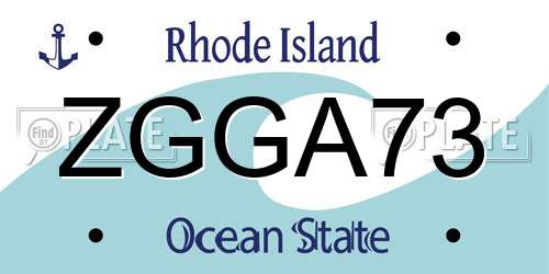 ZGGA73 Rhode Island License Plate