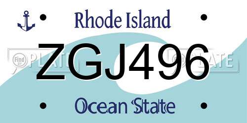 ZGJ496 Rhode Island License Plate