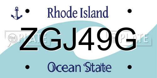 ZGJ49G Rhode Island License Plate