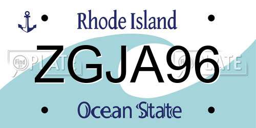 ZGJA96 Rhode Island License Plate