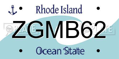 ZGMB62 Rhode Island License Plate