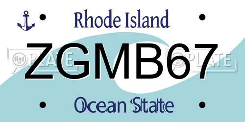 ZGMB67 Rhode Island License Plate