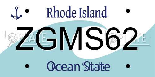 ZGMS62 Rhode Island License Plate