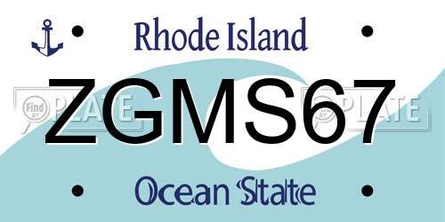 ZGMS67 Rhode Island License Plate