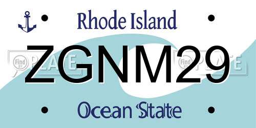 ZGNM29 Rhode Island License Plate