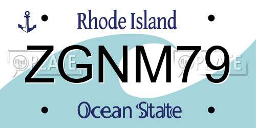 ZGNM79 Rhode Island License Plate