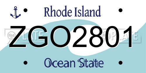 ZGO2801 Rhode Island License Plate