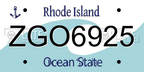 ZGO6925 Rhode Island License Plate