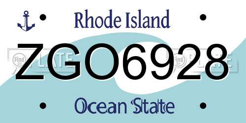 ZGO6928 Rhode Island License Plate