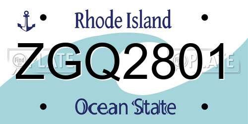 ZGQ2801 Rhode Island License Plate