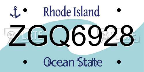 ZGQ6928 Rhode Island License Plate