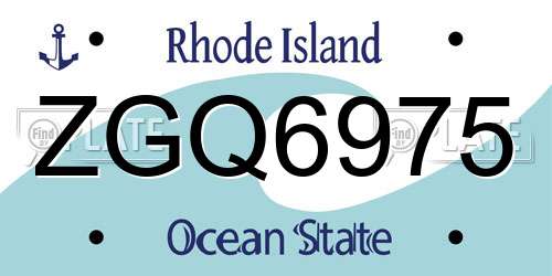 ZGQ6975 Rhode Island License Plate