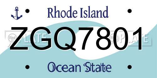 ZGQ7801 Rhode Island License Plate
