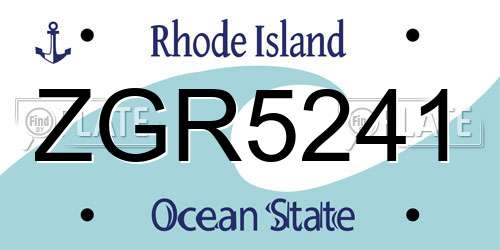 ZGR5241 Rhode Island License Plate