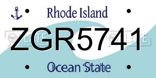 ZGR5741 Rhode Island License Plate