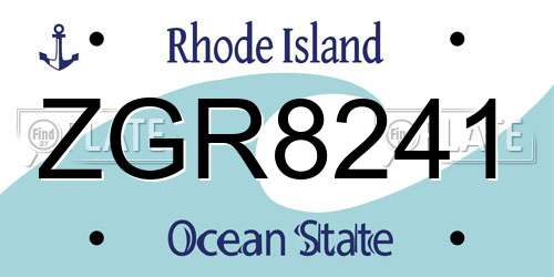 ZGR8241 Rhode Island License Plate
