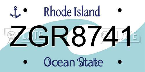ZGR8741 Rhode Island License Plate