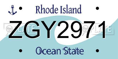 ZGY2971 Rhode Island License Plate