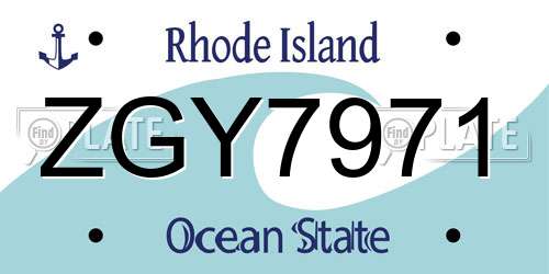 ZGY7971 Rhode Island License Plate