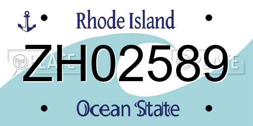 ZH02589 Rhode Island License Plate