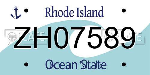 ZH07589 Rhode Island License Plate