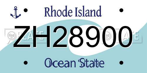 ZH28900 Rhode Island License Plate